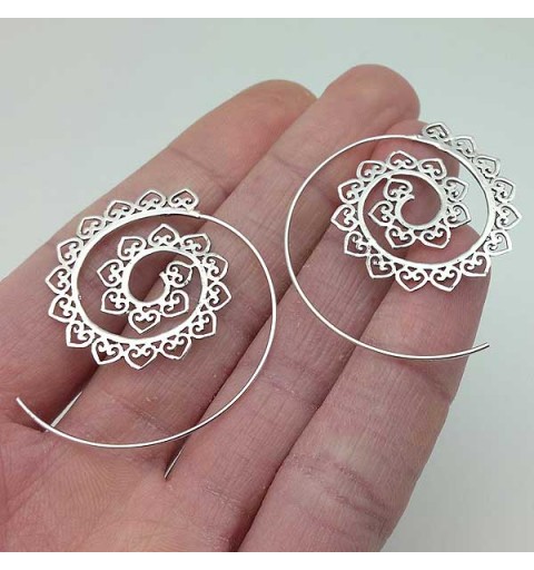 Silver hoops, spiral type.