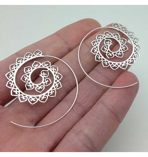 Silver hoops, spiral type.