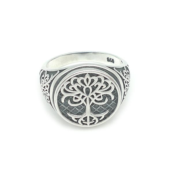 Silver ring, unisex, with tree of life.