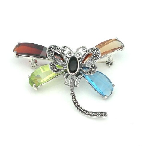 Dragonfly brooch in sterling silver.