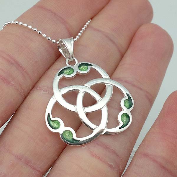 Celtic knot with triquette, in sterling silver.