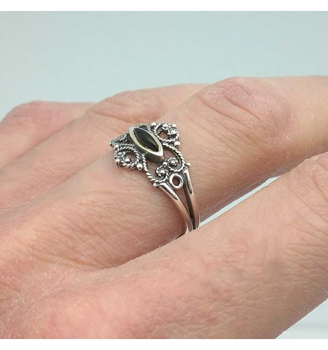 Anillo plata y azabache