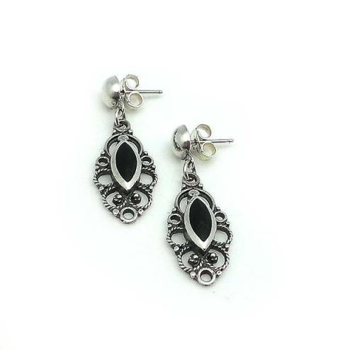 Pendientes plata y azabache