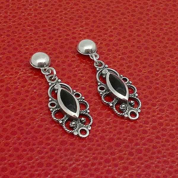 Pendientes plata y azabache