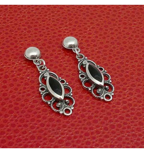 Pendientes plata y azabache