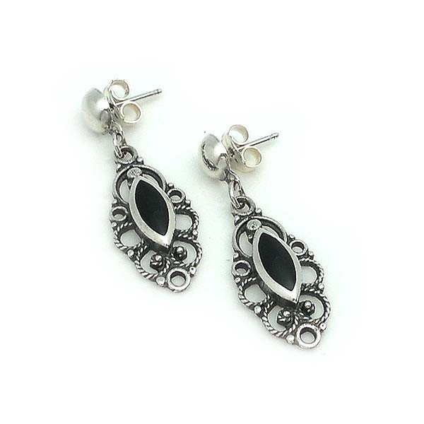 Pendientes plata y azabache