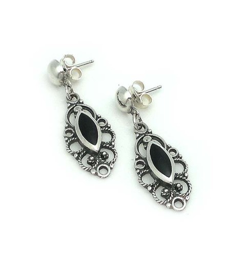 Pendientes plata y azabache