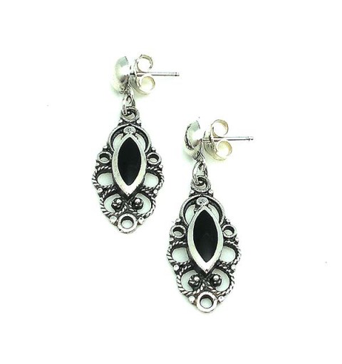 Pendientes plata y azabache
