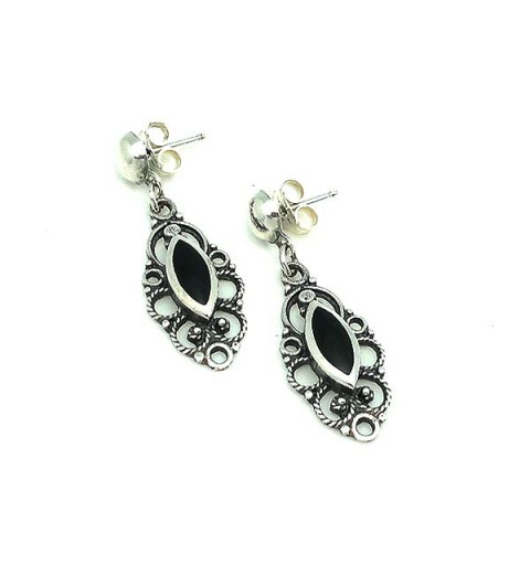 Pendientes plata y azabache