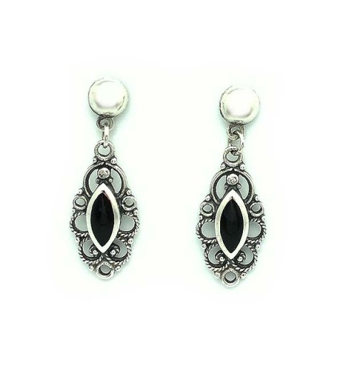 Pendientes plata y azabache