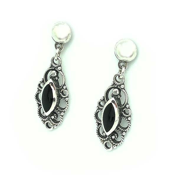 Pendientes plata y azabache