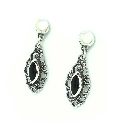 Pendientes plata y azabache