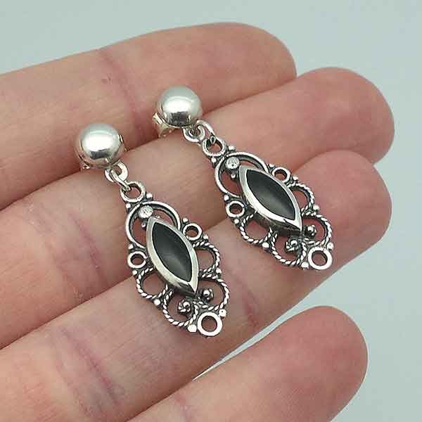 Pendientes plata y azabache