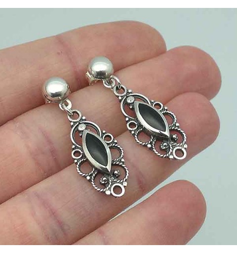Pendientes plata y azabache