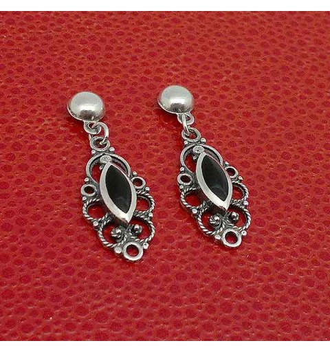 Pendientes plata y azabache