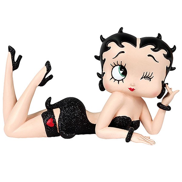 Betty Boop Lying Down, black dress.