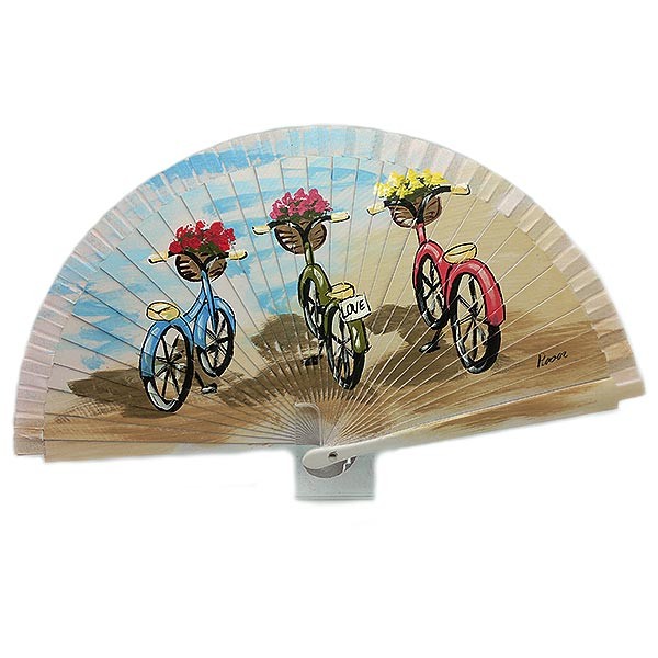 Fan, three bicycles.