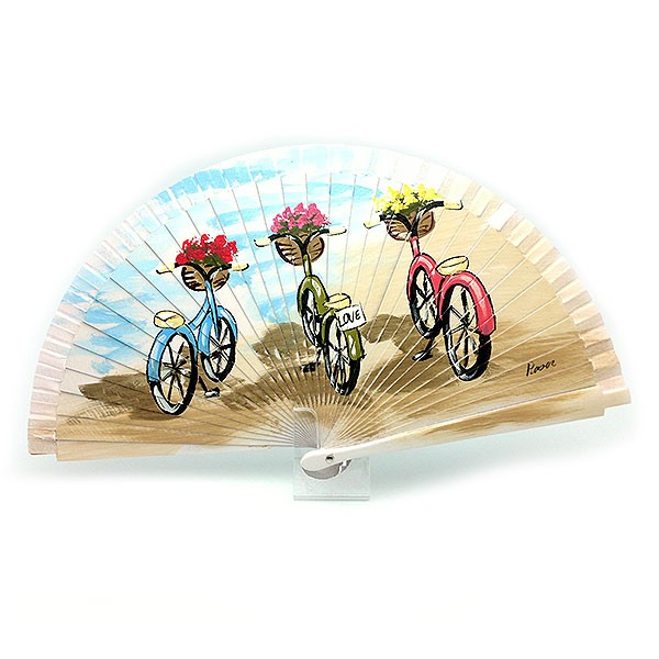 Fan, three bicycles.