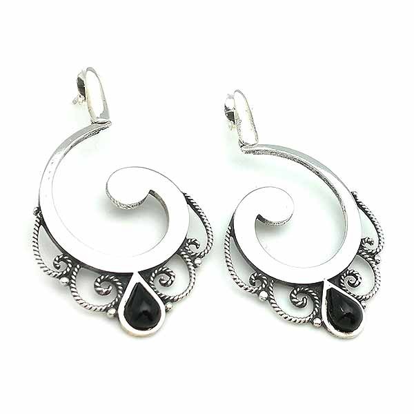Sterling silver and jet earrings.