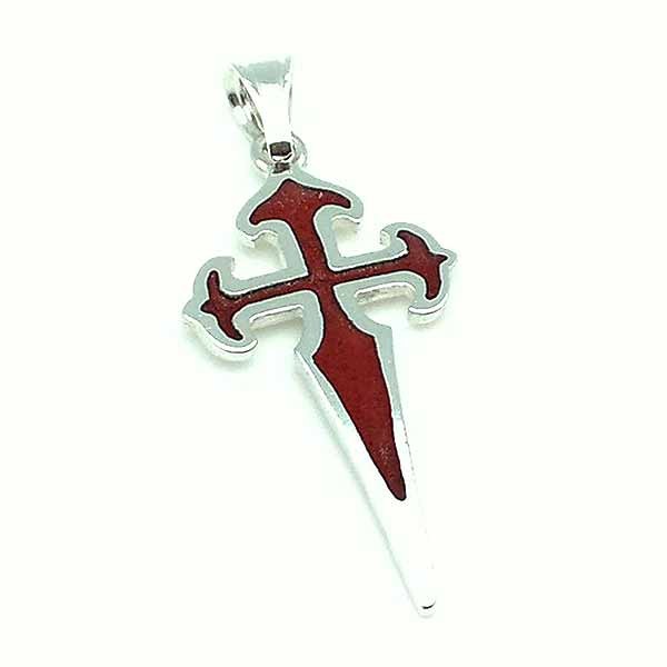plata de ley, con la forma de la cruz de Santiago.