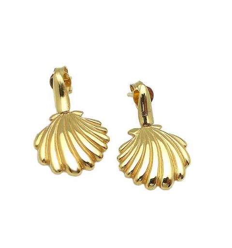 Shell-shaped earrings, golden. Made of sterling silver.
