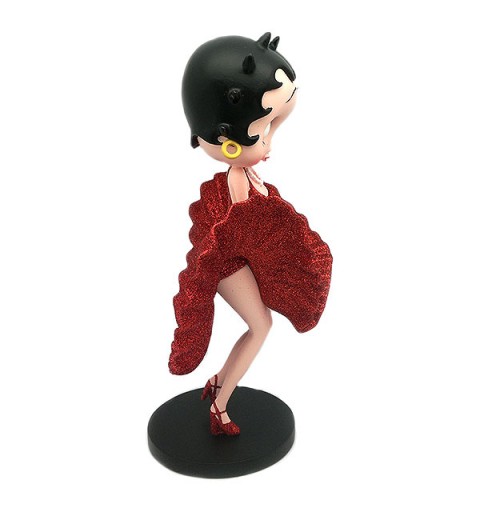 Betty Boop, in bright red dress.