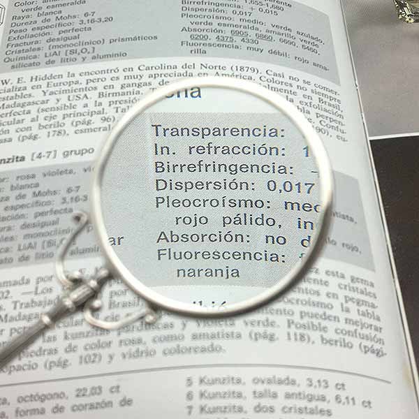 Pendant in sterling silver, shaped like a magnifying glass.