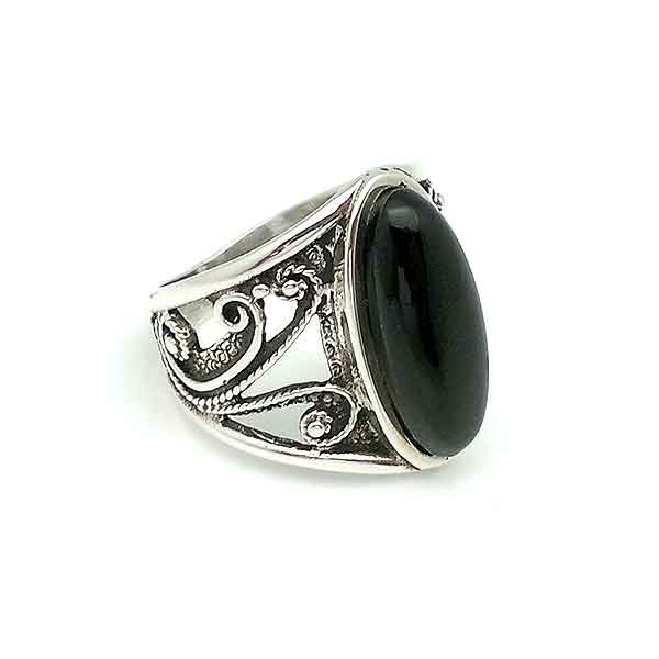 Silver and jet ring