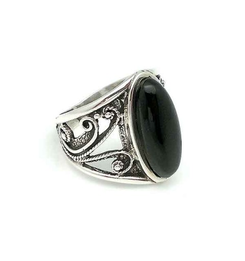Silver and jet ring