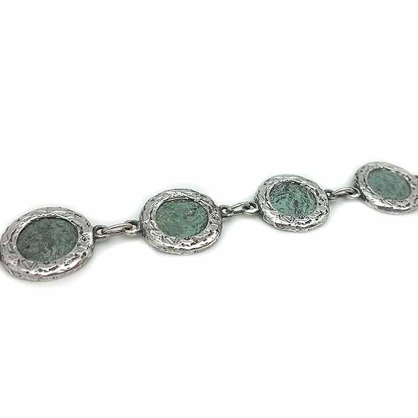 Bracelet in sterling silver and bronze, with Roman coins.