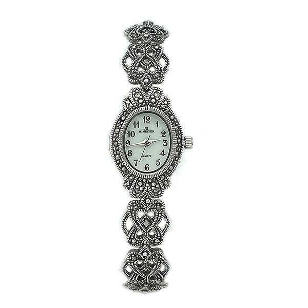 Ladies watch, in sterling silver and marcasites