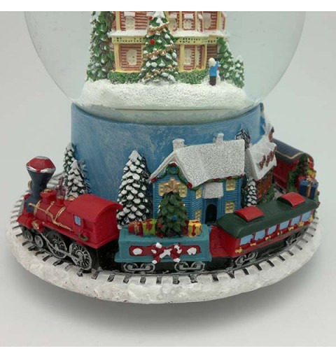Christmas snow globe, with Santa Claus and train