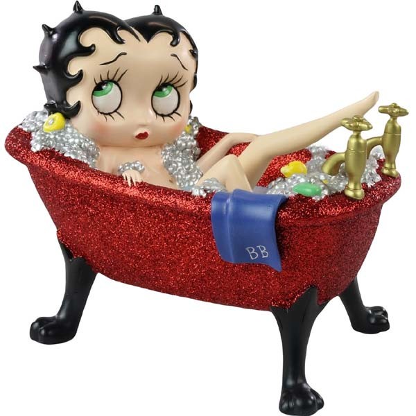 Figure Betty Boop, taking a bath in a red bathtub