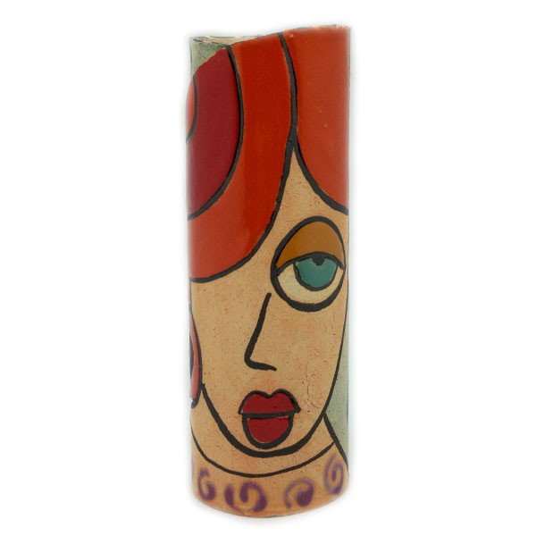Ceramic vase with the face of a young woman.