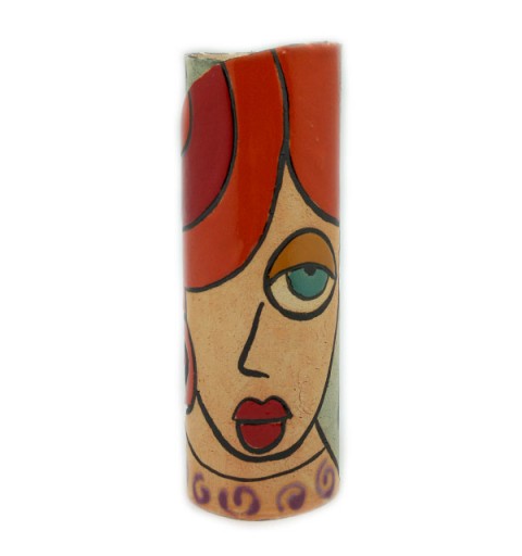 Ceramic vase with the face of a young woman.