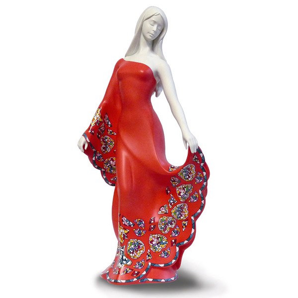 Figure called elegance, with a red dress, belonging to the Mermaids series, by Nadal Studio.