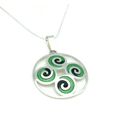Celtic pendant, spiral-shaped, in silver and fire enamel
