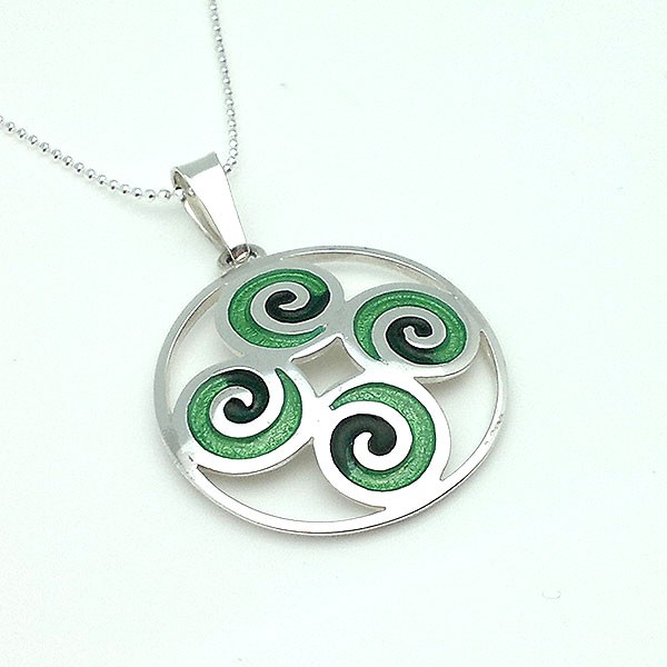 Celtic pendant, spiral-shaped, in silver and fire enamel