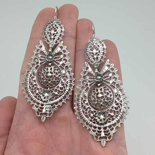 Pendientes tipo aderezo, de tamaño XL, en plata de ley.