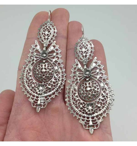 Pendientes tipo aderezo, de tamaño XL, en plata de ley.