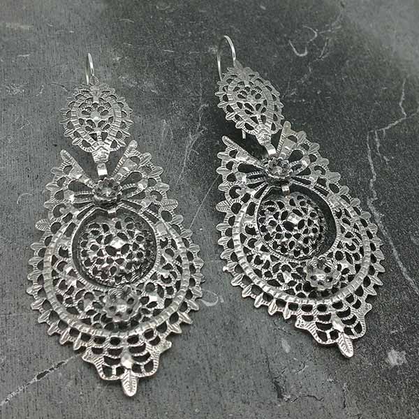 Pendientes tipo aderezo, de tamaño XL, en plata de ley.