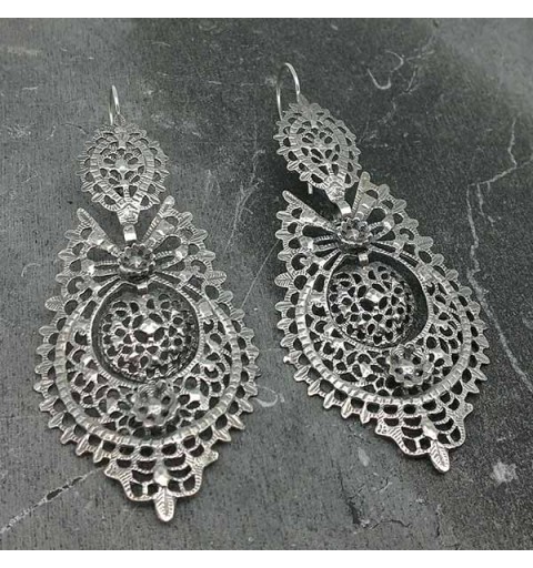 Pendientes tipo aderezo, de tamaño XL, en plata de ley.