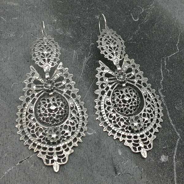 Pendientes tipo aderezo, de tamaño XL, en plata de ley.