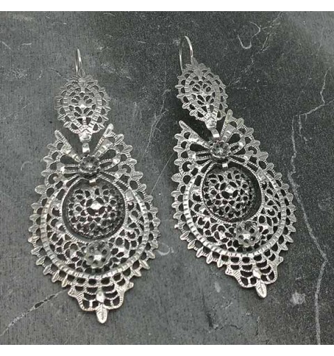 Pendientes tipo aderezo, de tamaño XL, en plata de ley.