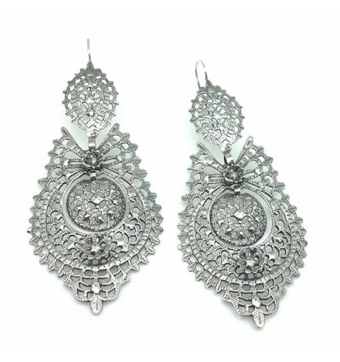 Pendientes tipo aderezo, de tamaño XL, en plata de ley.