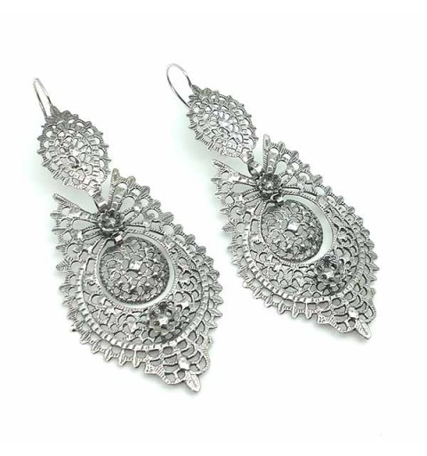 Pendientes tipo aderezo, de tamaño XL, en plata de ley.