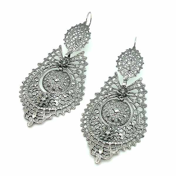 Pendientes tipo aderezo, de tamaño XL, en plata de ley.