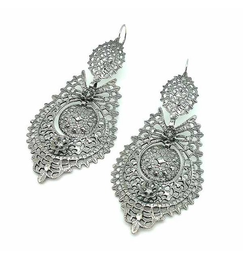 Pendientes tipo aderezo, de tamaño XL, en plata de ley.