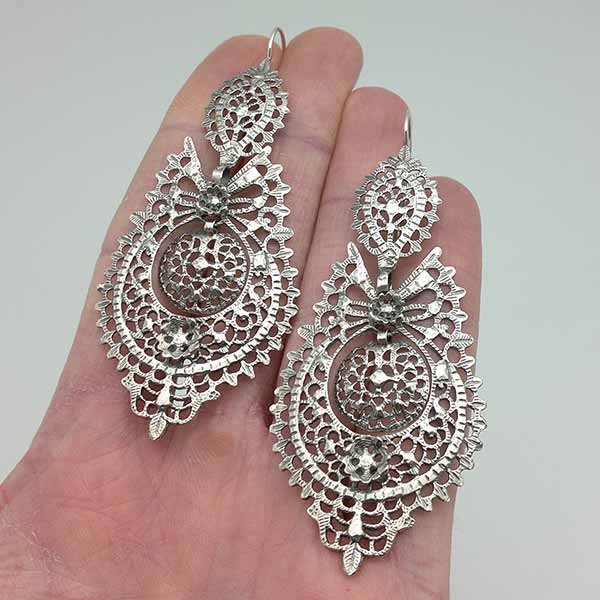 Pendientes tipo aderezo, de tamaño XL, en plata de ley.