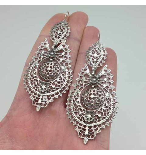Pendientes tipo aderezo, de tamaño XL, en plata de ley.